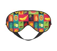 Art Style Fruit Print Silk Sleep Mask with Adjustable Buckle Stylish Eye Mask for Women Travel Nap Shift Work Office