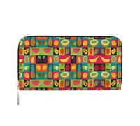 Art Style Fruit Print Spacious Trendy Leather Hand Wallet Women Wallet Clutch for Casual and Travel Use, Black, One Size, Art