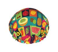 Art Style Fruit Shower Caps Women Reusable Large Shower Cap Men Quickdry Care Hair Long Short Kids Bath