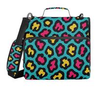 Art Style Leopard Print Wallpaper 3.8cm 3 Rings Zipper With Handle Waterproof Portable High School Student Portfolio