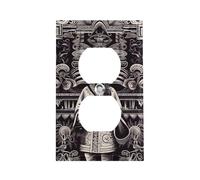 Art Style Pattern Outlet Cover, American Standard Wall Plate with Screws - Heat & Impact Resistant Stainless Steel, 1-Gang Duplex Socket Cover for Home Decor