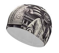 Art Style Pattern Swim Cap for Adult, Elastic Fabric Swimming Cap, Comfortable Bathing Cap for Long & Short Hair