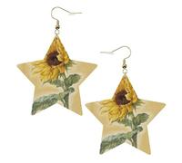 Art Sunflower Women's Fashion Earrings, Celestial Dangle Earrings, Star Shape Jewelry for a Versatile