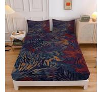 Art Super King Fitted Sheet Abstract Textures Pattern Fitted Sheet - Deep Pocket 30cm Soft Microfibre Fabric - Shrinkage and Fade Resistant Bedding - Bottom Sheet sd2002