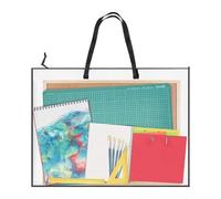 Art Supplies Bag - 19x25 Inch Clear Storage Folder with Handle and Zipper, Portable Art Case | Organizer for Posters Sketches School College Travel Materials