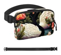 Art Swan Flower-455 Belt Bag for Men and Women Fanny Pack,Belt Bag with Adjustable Strap,Fashion Crossbody Everywhere Belt Bag for Travel Outdoors Running Hiking, Multicolor, 1.5x9.0x5.9in/4x23x15cm