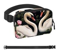 Art Swan Flower-459 Unisex Style Fanny Pack: Fashion Waist Packs, Crossbody Bags Sport Slim Fashionable for Jogging Hiking Hiker Woman Man, Multicolor, 1.5x9.0x5.9in/4x23x15cm