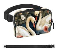 Art Swan Flower-464 Belt Bag for Men and Women Fanny Pack,Belt Bag with Adjustable Strap,Fashion Crossbody Everywhere Belt Bag for Travel Outdoors Running Hiking, Multicolor, 1.5x9.0x5.9in/4x23x15cm