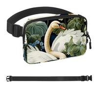 Art Swan Flower-467 Belt Bag for Men and Women Fanny Pack,Belt Bag with Adjustable Strap,Fashion Crossbody Everywhere Belt Bag for Travel Outdoors Running Hiking, Multicolor, 1.5x9.0x5.9in/4x23x15cm