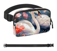 Art Swan Flower-469 Crossbody Fanny Pack for Men&Women,Belt Bag for Travel Casual Walking Running Hiking Cycling, Multicolor, 1.5x9.0x5.9in/4x23x15cm