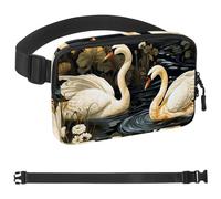 Art Swan Flower-471 Unisex Style Fanny Pack: Fashion Waist Packs, Crossbody Bags Sport Slim Fashionable for Jogging Hiking Hiker Woman Man, Multicolor, 1.5x9.0x5.9in/4x23x15cm