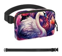 Art Swan Flower-472 Crossbody Fanny Pack for Men&Women,Belt Bag for Travel Casual Walking Running Hiking Cycling, Multicolor, 1.5x9.0x5.9in/4x23x15cm