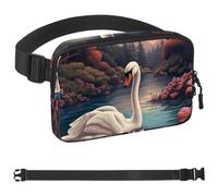 Art Swan Flower-476 Belt Bag for Men and Women Fanny Pack,Belt Bag with Adjustable Strap,Fashion Crossbody Everywhere Belt Bag for Travel Outdoors Running Hiking, Multicolor, 1.5x9.0x5.9in/4x23x15cm
