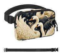 Art Swan Flower-482 Belt Bag for Men and Women Fanny Pack,Belt Bag with Adjustable Strap,Fashion Crossbody Everywhere Belt Bag for Travel Outdoors Running Hiking, Multicolor, 1.5x9.0x5.9in/4x23x15cm