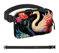 Art Swan Flower-488 Belt Bag for Men and Women Fanny Pack,Belt Bag with Adjustable Strap,Fashion Crossbody Everywhere Belt Bag for Travel Outdoors Running Hiking, Multicolor, 1.5x9.0x5.9in/4x23x15cm