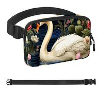 Art Swan Flower-492 Unisex Style Fanny Pack: Fashion Waist Packs, Crossbody Bags Sport Slim Fashionable for Jogging Hiking Hiker Woman Man, Multicolor, 1.5x9.0x5.9in/4x23x15cm