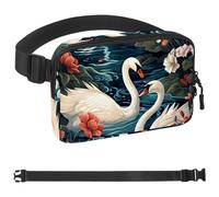 Art Swan Flower-493 Crossbody Fanny Pack for Men&Women,Belt Bag for Travel Casual Walking Running Hiking Cycling, Multicolor, 1.5x9.0x5.9in/4x23x15cm