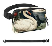Art Swan Flower-497 Belt Bag for Men and Women Fanny Pack,Belt Bag with Adjustable Strap,Fashion Crossbody Everywhere Belt Bag for Travel Outdoors Running Hiking, Multicolor, 1.5x9.0x5.9in/4x23x15cm