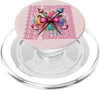 Art Teacher Back To School Paint Girl Coquette Bow Pink PopSockets PopGrip for MagSafe