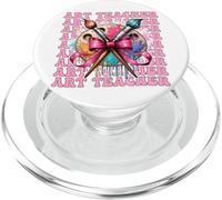 Art Teacher Back To School Paint Girl Coquette Bow Pink PopSockets PopGrip for MagSafe