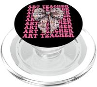 Art Teacher Back To School Paint Girl Coquette Bow Pink PopSockets PopGrip for MagSafe