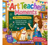 Art Teacher Moments: A Relaxing Coloring Book Featuring 45 Creative Classroom Scenes with Single-Sided Pages
