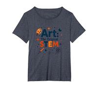 Art Teachers Art The Original STEM Creative Education T-Shirt, Women's Plus, Heather Blue, 1X