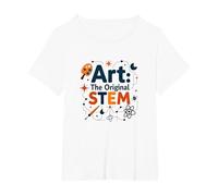 Art Teachers Art The Original STEM Creative Education T-Shirt, Women's Plus, White, 3X