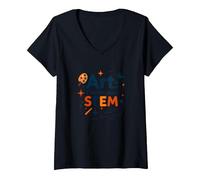 Art Teachers Art The Original STEM Creative Education V-Neck T-Shirt, Women, Black, L