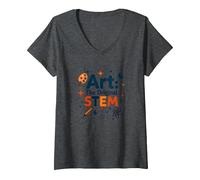 Art Teachers Art The Original STEM Creative Education V-Neck T-Shirt, Women, Dark Heather Grey, M