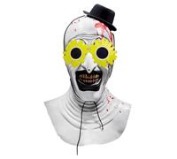 Art the Clown Mask Adults, Terrifier Mask with Sunflower Glasses for Scary Killer Costume Halloween Carnival Horror Movie Cosplay