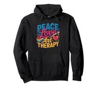 Art Therapist Color Wheel Heart Illustration Peace Love Pullover Hoodie