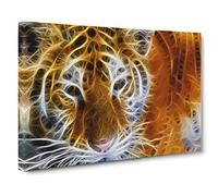 Art Tiger Digital Canvas Print | Gallery Wrapped 30mm Frame Wall Art | 24x16 inches | Ready to Hang | Modern Animals Picture | Living Room Bedroom Lounge Office