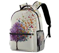 Art Tree with Flying around Colorful Butterflies School Backpack for Men Women Casual Laptop Daypack College Bookbag