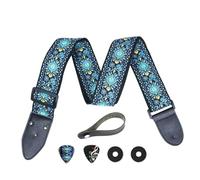 Art Tribute Hootenanny Guitar Strap Bundle Includes 2 Strap Locks & 2 Unique Picks. Adjustable Nylon Woven Jacquard Pick Pocket Guitar Strap - Suitable For Bass, Electric & Acoustic Guitars