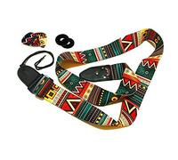 Art Tribute Vintage Aztec Colors Guitar Strap Bundle Includes 2 Strap Locks & 2 Unique Picks. Adjustable Polyester Guitar Strap - Suitable For Bass, Electric & Acoustic Guitars