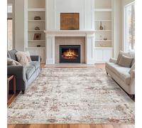 Art&Tuft 01 Washable Rug Non Slip Backing Stain Resistant Foldable Machine Washable Living Room Rug 6ft x 9ft Brick