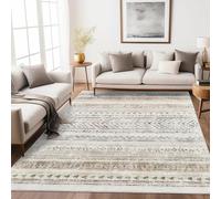 Art&Tuft Area Rug 5x7, Super Soft Ultra-Thin Moroccan Washable, Anti-Slip Backing Rugs for Living Room, Foldable Geometric Machine Washable (5'x7', Brown)