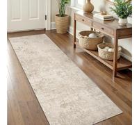 Art&Tuft Runner Rug 2'6x8' - Anti-Slip Backing Abstract Hallway Rug, Stain Resistant Kitchen Rugs, Foldable Machine Washable Area Rug 2.6x8, Beige