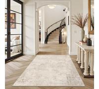 Art&Tuft Washable Rug, Anti-Slip Backing Abstract 3x5 Rug, Stain Resistant Rugs for Living Room, Foldable Machine Washable Area Rug (TPR53-Beige, 3'x5')