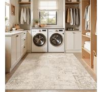 Art&Tuft Washable Rug, Anti-Slip Backing Abstract 5x7 Rug, Stain Resistant Rugs for Living Room, Foldable Machine Washable Area Rug (TPR53-Beige, 5'x7')