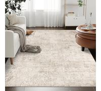 Art&Tuft Washable Rug, Anti-Slip Backing Abstract 5x7 Rug, Stain Resistant Rugs for Living Room, Foldable Machine Washable Area Rug (TPR53-Beige, 5'x7')