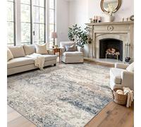 Art&Tuft Washable Rug, Anti-Slip Backing Abstract Area Rug 5x7, Stain Resistant Rugs for Living Room, Foldable Machine Washable Area Rug(TPR18-Navy, 5'x7')