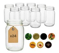 ART TWIST HOME Glass Jars with Screw Lids 24x 500ml - Durable Versatile Storage Containers Made of Thick Glass - Perfect for Jams Honey Juices Pickles Preserves Chutneys Homemade Recipes and Pantry