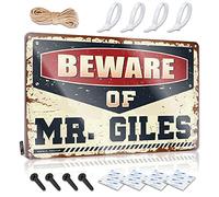Art Unique Wall Anniversary Beware Of Mr. Giles - Vintage Wall Decor For Longhorn(30X40CM)