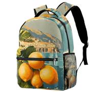 Art Vintage Retro Coast Lemon Backpack Rucksack for Girls Boys Schoolbag for Elementary Middle Students