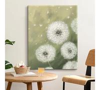 Art Wall Decor 100% Hand Painted Texture Artwork Dandelion Flower Oil Painting Original Frameless Modern Art Images Aesthetic Artwork For Living Room 90X150Cm(35.4X59Inch)