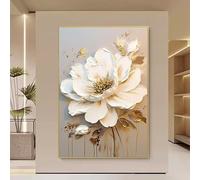 Art Wall Decor Flower 100% Hand Painted Gold Foil Texture Artwork Frameless Original Oil Painting On Canvas Modern Wall Art For Living Room Corridor 40X60Cm(16X24Inch)