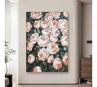 Art Wall Decor Rose Flower 100% Hand Painted Flower Texture Artwork Frameless Original Oil Painting On Canvas Modern Wall Art For Living Room Corridor 30X50Cm(12X20Inch)