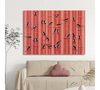 Art Wall Decor Swallow Bird 100% Hand Painted Oil Paintings On Canvas Frameless Original Wall Art Horizontal Texture Artwork For Living Room 30X50Cm(12X20Inch)